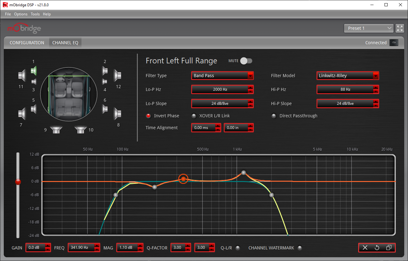 mObridge DSP Channel EQ Settings